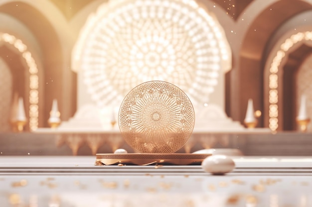Une pièce d'or est posée sur une table devant une église.