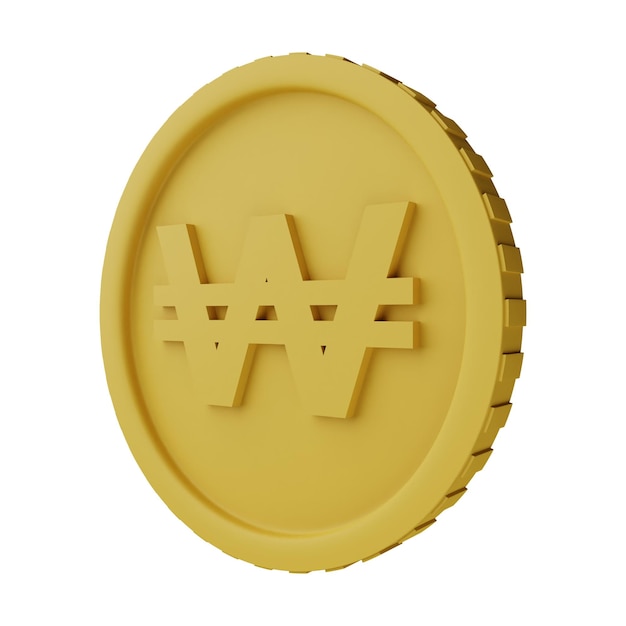 Pièce d'or gagnée Illustration 3D isolée sur fond blanc