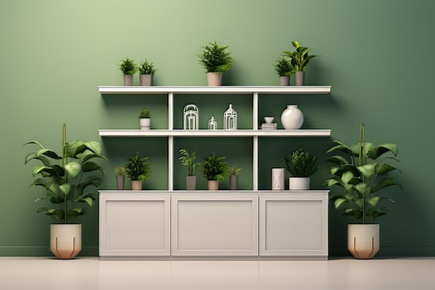 une pièce avec des plantes et une étagère avec des plantes