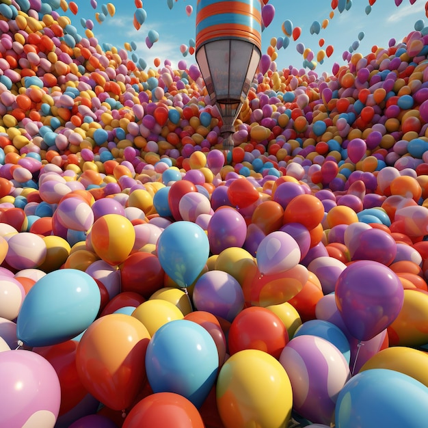 Une pièce pleine de ballons.