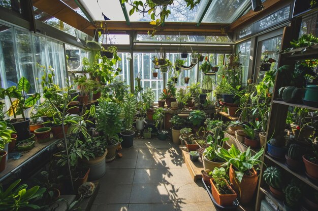 Photo une pièce remplie de plantes en pot