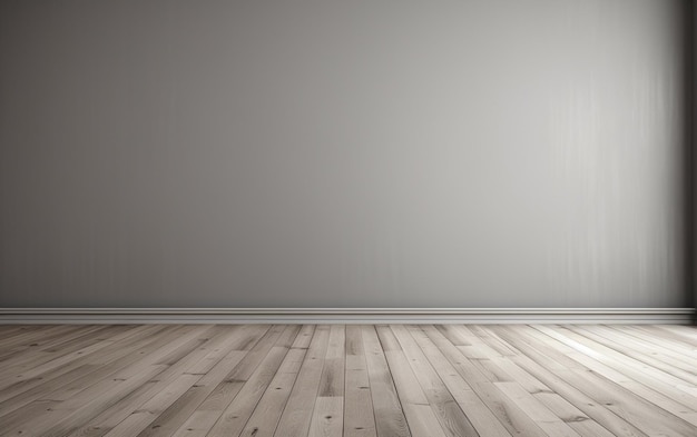 Pièce vide aux murs gris avec parquet