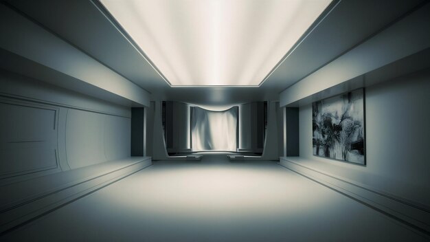 Une pièce vide avec une lumière brillante espace abstrait3d rendu