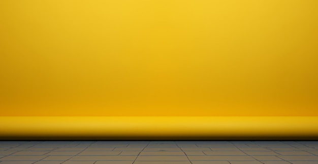 Une pièce vide avec un mur jaune.