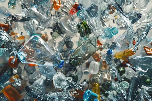 Pièces de bouteilles en plastique recyclées et broyées