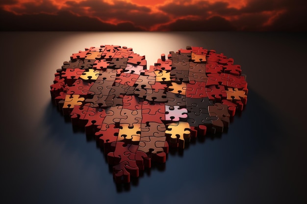 Les pièces du puzzle se réunissent pour former un cœur