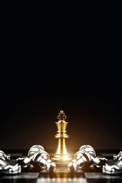 Les pièces d'échecs se tiennent avec les concepts d'équipe de défi et de leadership