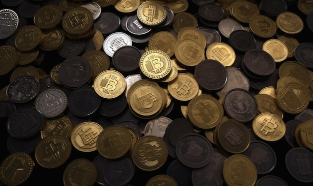 Photo pièces de monnaie cryptographiques mettant l'accent sur la valeur élevée et la sécurité des monnaies numériques création à l'aide d'outils d'ia génératifs
