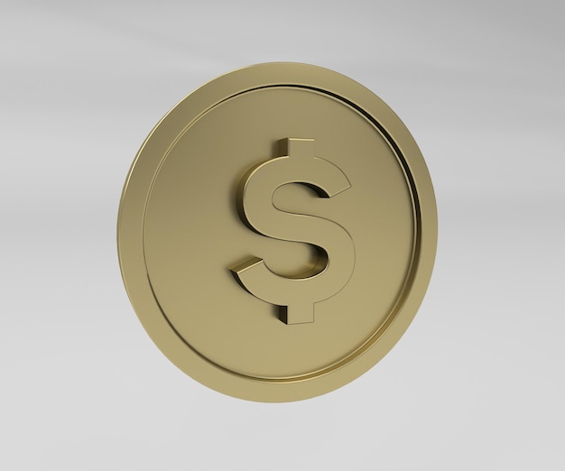 Pièces d'or avec signe dollar illustration 3d illustration de rendu 3d minimale