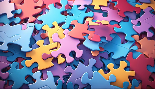 pièces de puzzle colorées avec des couleurs dans le style de tons pastel subtils