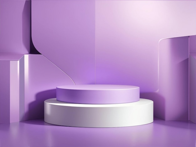 Piédestal de cylindre 3D violet et blanc réaliste