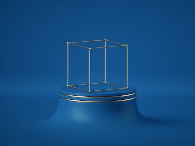 Piédestal cylindrique avec cube doré