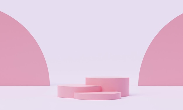 Piédestal de géométrie violet rose pour l'affichage Support de produit vide avec une illustration de rendu 3d de style minimal de forme géométrique