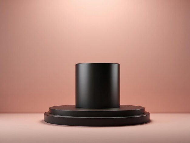Photo piédestal noir de luxe minimaliste pour la vitrine du produit sur un fond pastel sur une scène vide