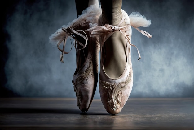 Pieds de ballerine dansant dans une chaussure de ballet