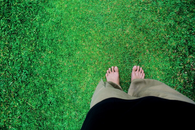 Photo les pieds sur l'herbe