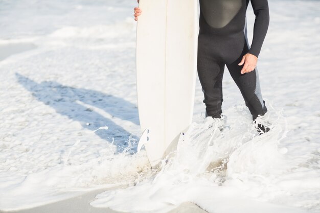 Pieds de surfeurs sur la plage