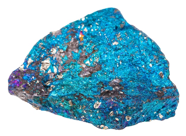 Pierre de chalcopyrite bleue naturelle isolée