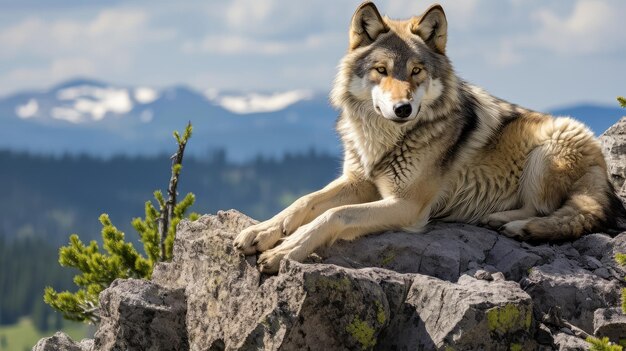 La pierre jaune du loup gris jaune