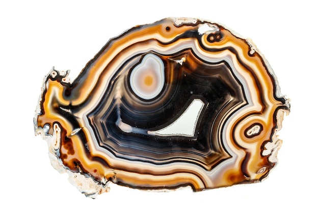 Pierre minérale Agate macro sur fond blanc