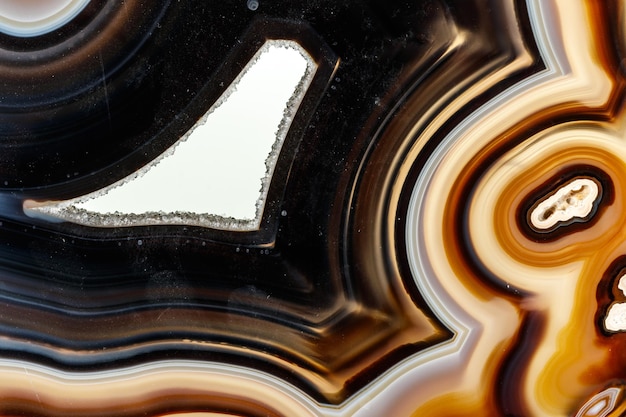 Pierre minérale Agate macro sur fond blanc