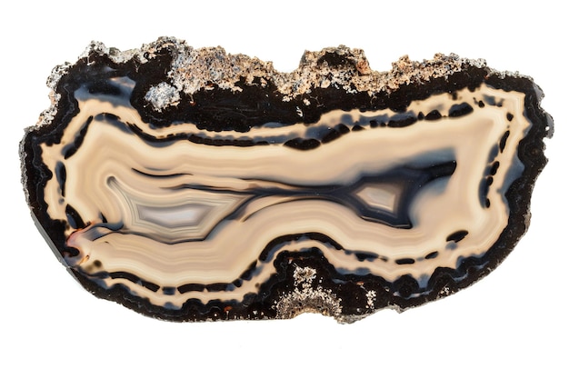 Pierre minérale Agate macro sur fond blanc