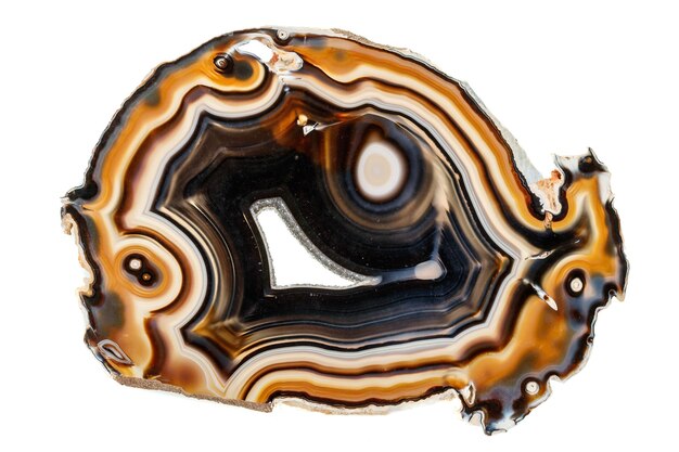 Pierre minérale Agate macro sur fond blanc