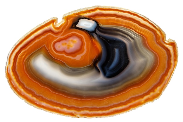 Pierre minérale Agate macro sur fond blanc