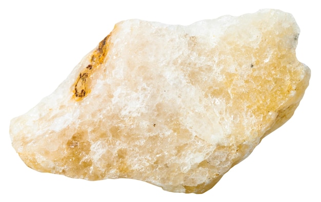 Pierre minérale de calcite cristalline jaune isolée