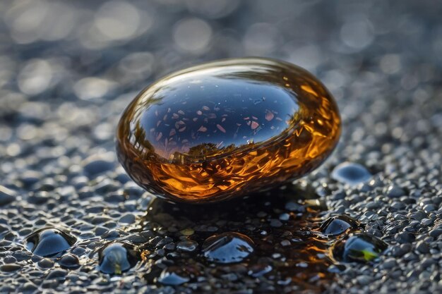 Photo pierre poli sur l'eau avec des bulles d'air