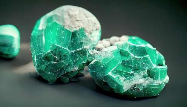 Pierre précieuse Chrysoprase Gemme verte Illustration 3D