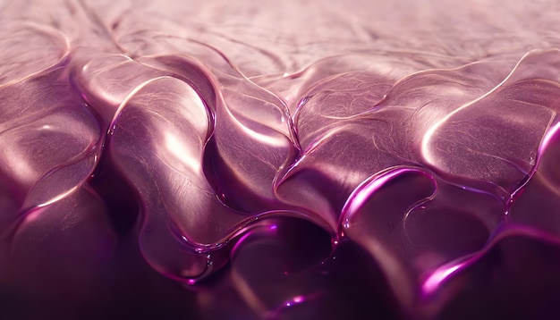 Une pierre précieuse de cristal violet en forme de flux ondulé abstrait rougeoyant, fond de texture de pierre