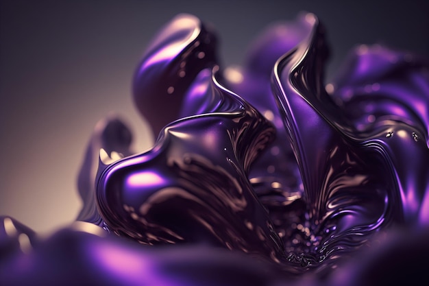 Une pierre précieuse de cristal violet en forme de flux ondulé abstrait rougeoyant, fond de texture de pierre