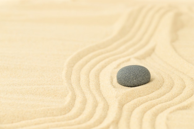 Photo une pierre sombre sur le sable