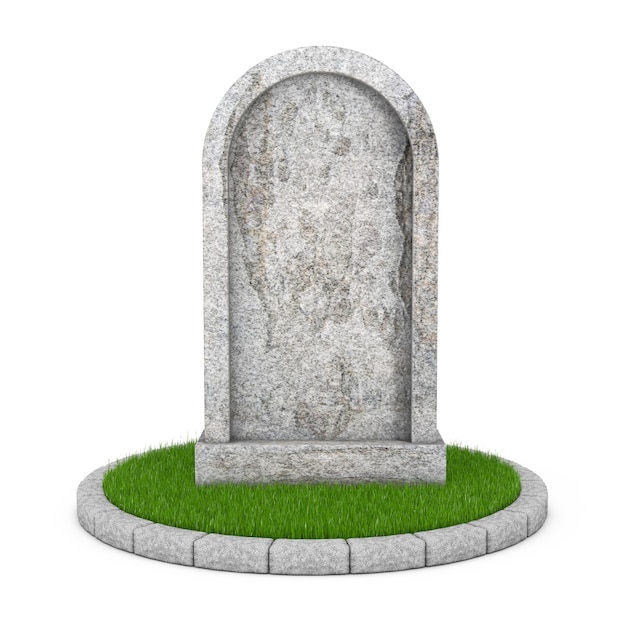 Photo pierre tombale avec espace vide pour le vôtre signe sur un fond blanc. rendu 3d