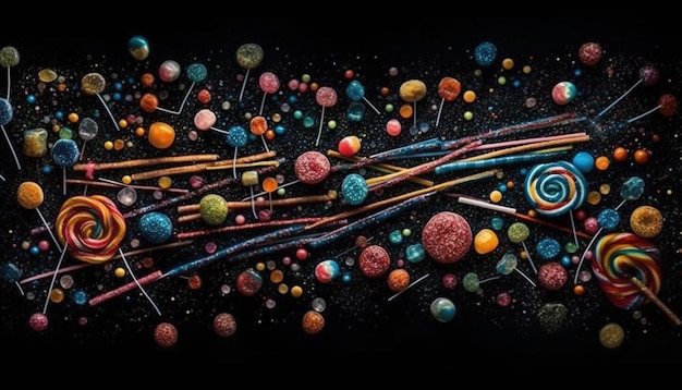 pierres colorées bonbons et astronaute humain Generative Ai