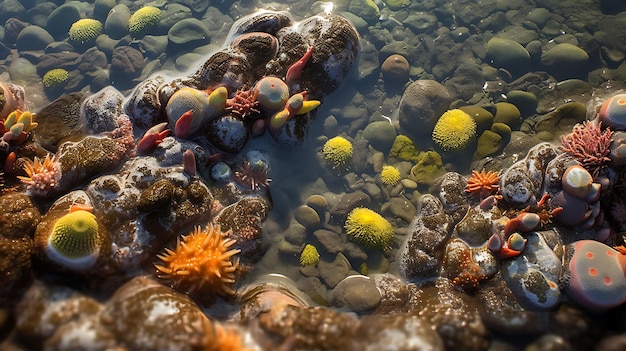 Photo des pierres de mer sur le rivage ai generative