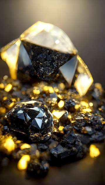 Pierres précieuses brillantes diamants cristaux abstrait beau fond d'écran de luxe illustration 3D
