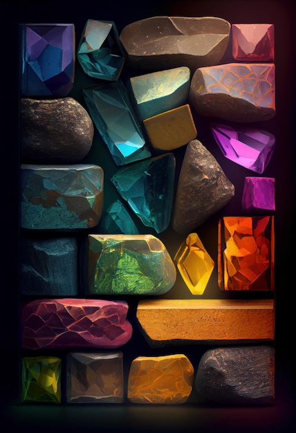 Pierres précieuses et minéraux multicolores exposés IA générative