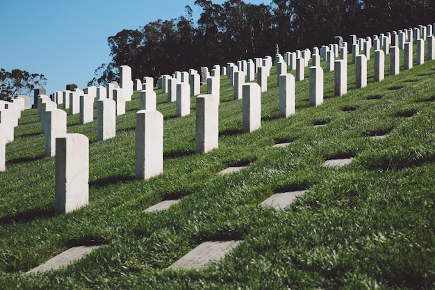 Les pierres tombales dans le cimetière