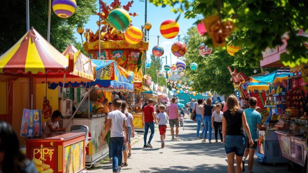 Des piétons en jeans profitent d'un carnaval urbain animé AIG41