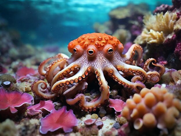 Photo une pieuvre est représentée avec une étoile de mer en bas