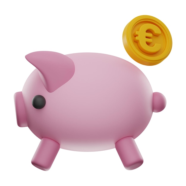 Pig Coin Bank Money Finance Icon rendu 3d sur fond isolé