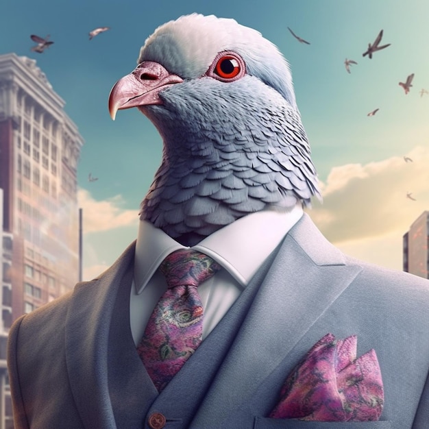 pigeon en costume IA générative