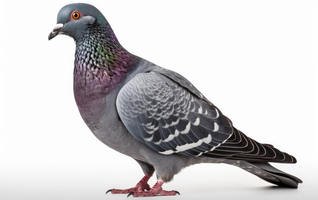 Un pigeon isolé sur fond blanc oiseau ai généré