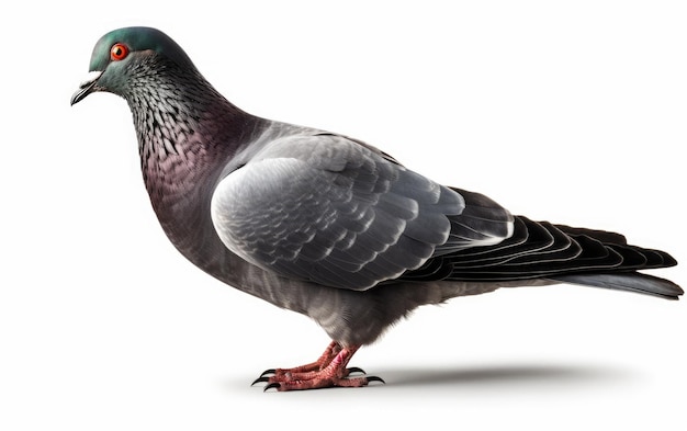 Photo un pigeon isolé sur fond blanc oiseau ai généré