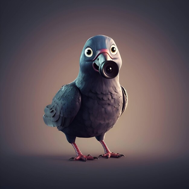 Pigeon avec un masque à gaz sur la tête illustration 3D