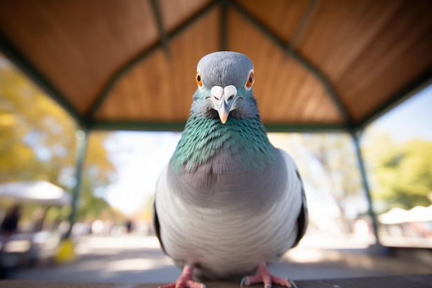 Photo un pigeon à l'ombre d'un parc urbain