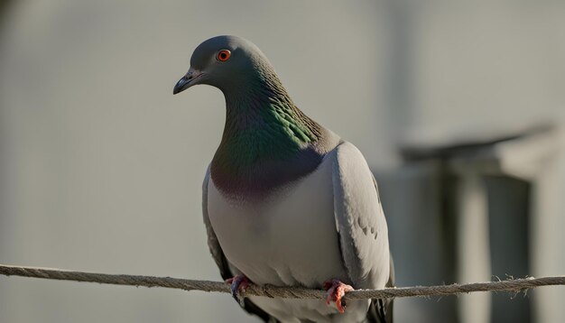 Photo un pigeon avec un patch vert sur sa tête