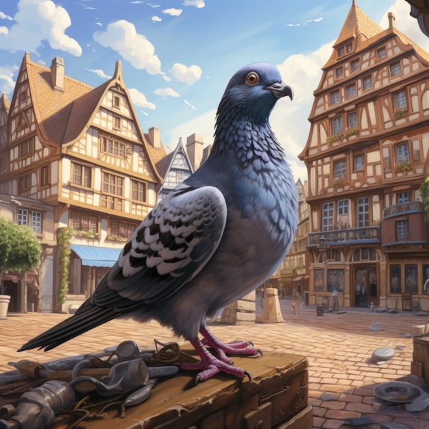 Pigeon sur la place de la ville